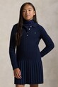 Παιδικό βαμβακερό φόρεμα Polo Ralph Lauren σκούρο μπλε 313978841001