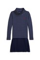 Polo Ralph Lauren sukienka dziecięca z bawełną wzorzyste granatowy 312980676001