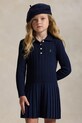 Παιδικό βαμβακερό φόρεμα Polo Ralph Lauren σκούρο μπλε 312978841001