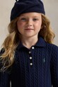 Παιδικό βαμβακερό φόρεμα Polo Ralph Lauren 312978841001 σκούρο μπλε