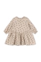 Konges Sløjd rochie de bumbac pentru copii COCO DRESS GOTS mini bej KS103758.9BYA