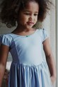 Dievčenské šaty Konges Sløjd MOUSSE PUFF DRESS s elastanom modrá KS103928.9BYA