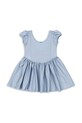 Dievčenské šaty Konges Sløjd MOUSSE PUFF DRESS KS103928.9BYA modrá AW25