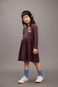 Mini Rodini sukienka dziecięca z bawełną Stripe bird wzorzyste brązowy 25750122