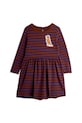 Mini Rodini sukienka dziecięca z bawełną Stripe bird 25750122 brązowy AW25