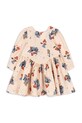 Konges Sløjd sukienka bawełniana dziecięca AVI LS BOW DRESS GOTS KS104203.9BYA beżowy AW25
