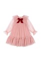 Konges Sløjd sukienka dziecięca BOW DRESS rozkloszowany różowy KS104240.9BYA