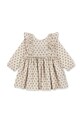 Konges Sløjd sukienka bawełniana dziecięca CIANNA LS BOW DRESS GOTS wzorzyste beżowy KS104262.9BYA