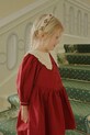 Konges Sløjd sukienka bawełniana dziecięca COEUR COLLAR DRESS GOTS bawełna czerwony KS104266.9BYA