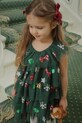 Konges Sløjd sukienka dziecięca YVONNE CHRISTMAS DRESS rozkloszowany zielony KS104469.9BYA