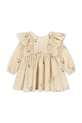 Konges Sløjd sukienka dziecięca ELIN BOW DRESS GOTS KS105176.9BYA beżowy AW25