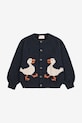 Детский шерстяной кардиган Bobo Choses La Oca 225AC113 тёмно-синий AW25