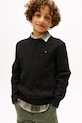 Tommy Hilfiger pulover de bumbac pentru copii uni negru KB0KB09753.9BYA