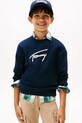 Παιδικό βαμβακερό πουλόβερ Tommy Hilfiger απλικέ σκούρο μπλε KB0KB09974.9BYA