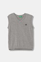 United Colors of Benetton vestă din bumbac pentru copii uni gri 120YC400O.G.seasonal