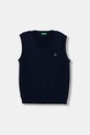 United Colors of Benetton vestă din bumbac pentru copii uni bleumarin 120YC400O.G.seasonal