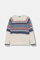 Pulover s dodatkom vune United Colors of Benetton Planet friendly bež 1PF6Q109R.G.Seasonal