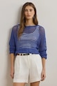 Lněný svetr Lauren Ralph Lauren lodičkový modrá 200971146