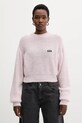 Rotate sweter z wełną 0 okrągły różowy 114278191