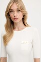 Elisabetta Franchi sweter z jedwabiem beżowy MK10B56E2