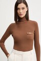 Elisabetta Franchi sweter z dodatkiem jedwabiu brązowy MK11B56E2