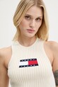 Tommy Jeans top beżowy DW0DW20975