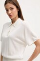 Поло з домішкою шовку Tommy Hilfiger бежевий WW0WW45652