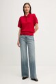 Поло з домішкою шовку Tommy Hilfiger WW0WW45652 червоний AW25