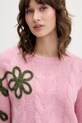 Stine Goya sweter z dodatkiem wełny różowy SG.AW25.K050.2418