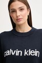 Bombažen pulover Calvin Klein Jeans mornarsko modra LV047C311G