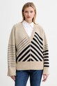 BOSS sweter wełniany szpic beżowy 50542884