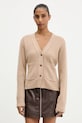 HUGO kardigan z wełną cienka beżowy 50545141