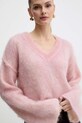 Pinko sweter z dodatkiem moheru różowy 105945.A2YF
