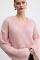 Pinko sweter z dodatkiem moheru różowy 105945.A2YF