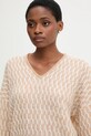 United Colors of Benetton sweter z dodatkiem wełny beżowy 1012E403C