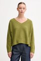 United Colors of Benetton sweter z dodatkiem wełny szpic zielony 126WD402Z
