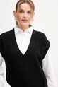 United Colors of Benetton vestă din amestec de lână negru 126WD4033
