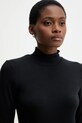 United Colors of Benetton longsleeve z domieszką kaszmiru czarny 3LRU3M077