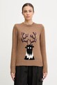 EA7 Emporio Armani sweter z dodatkiem wełny brązowy AF17652.7W000699