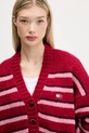 Tommy Jeans kardigan z domieszką wełny różowy DW0DW21678