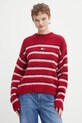 Tommy Jeans sweter z domieszką alpaki okrągły czerwony DW0DW21679