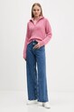Tommy Jeans sweter z dodatkiem wełny DW0DW21686 różowy AW25