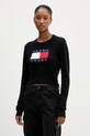 Tommy Jeans sweter aplikacja czarny DW0DW21690