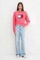 Пуловер от вълна Tommy Jeans DW0DW21782 розов AW25