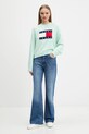 Tommy Jeans sweter z dodatkiem wełny DW0DW21782 turkusowy AW25