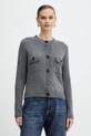 Weekend Max Mara kardigan wełniany OLBIA wełna szary 2525346032600