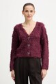 Guess kardigan z dodatkiem alpaki TOMIKO średniej grubości bordowy W5BR91.Z3JI2
