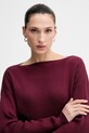 Sisley sweter z domieszką wełny bordowy 1KHTL106J