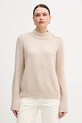 Marc Aurel sweter z domieszką wełny aplikacja beżowy 8064.8000.82028