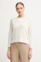 Gaudi sweter z dodatkiem wełny okrągły beżowy 521BD53009